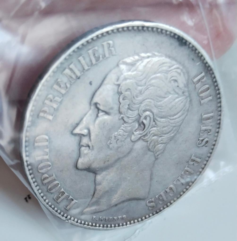 5 Francs Léopold 1 st 1850 met stip boven de datum, Postzegels en Munten, Munten | België, Zilver, Zilver, Verzenden, Setje