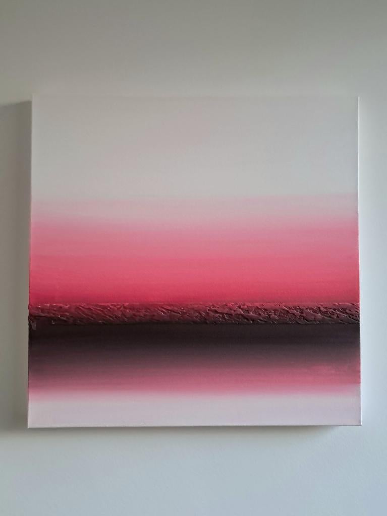 Abstract modern acryl canvas - 50*50cm rood/wit, Antiek en Kunst, Kunst | Schilderijen | Modern, Ophalen
