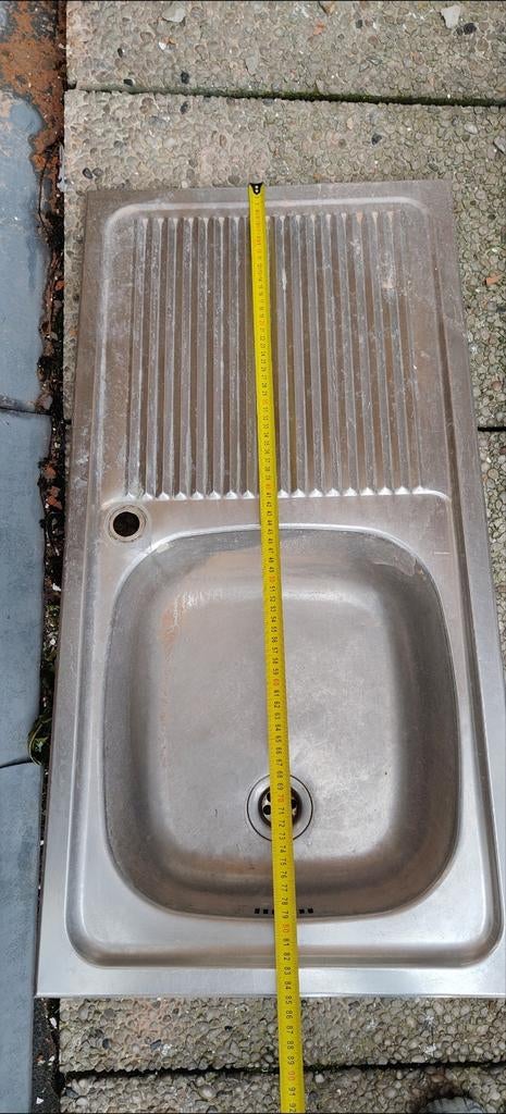 RVS Keukenspoelbak met afdruiprek – 80 cm, Ophalen