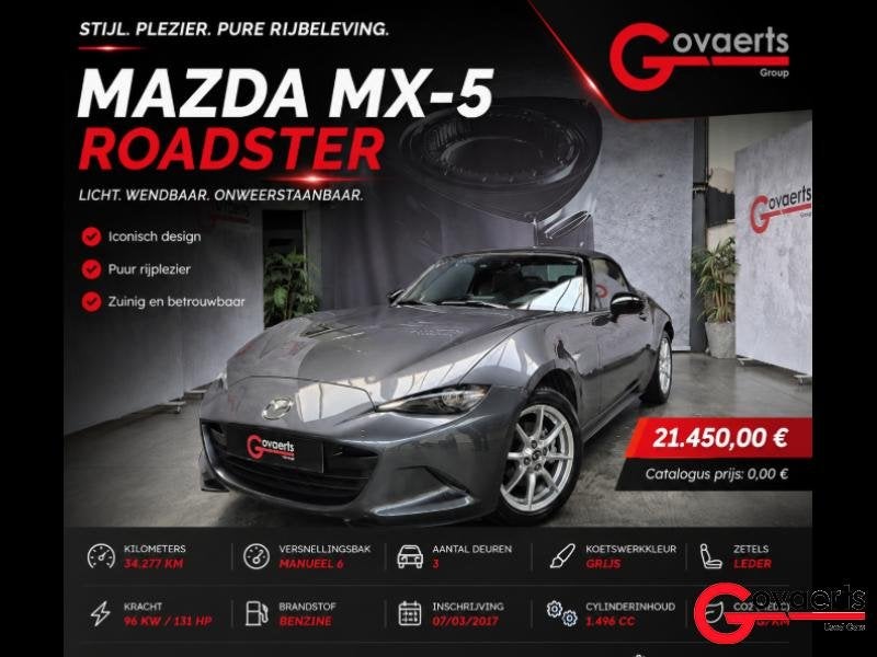 Mazda MX-5 ROADSTER, Auto's, 139 g/km, Cabriolet, Bedrijf, Handgeschakeld