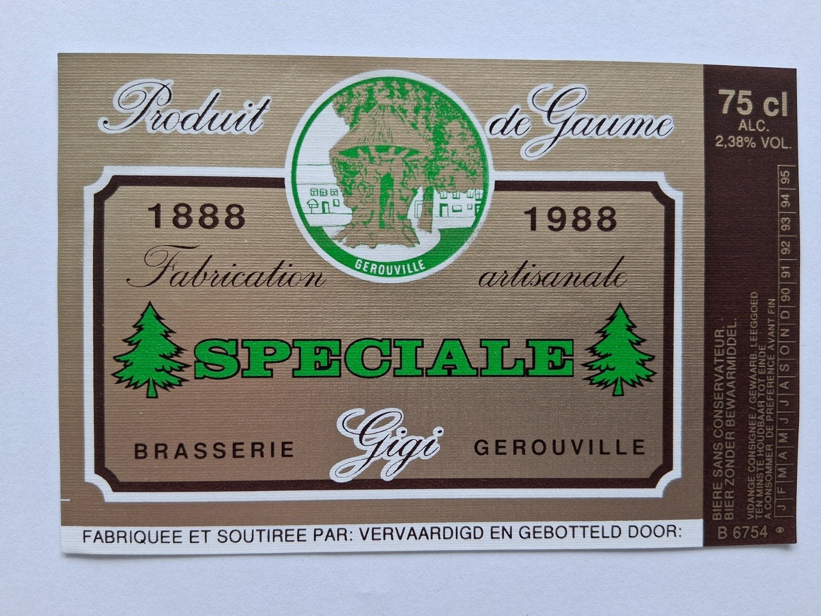 bieretiket Belgie Brasserie Gigi Gerouville : Speciale, Collections, Envoi, Comme neuf, Autres types, Autres marques