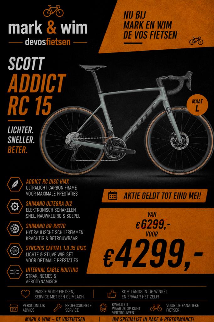 Scott Addict RC 15 - Ultegra Di2 Racefiets, Fietsen en Brommers, Fietsen | Racefietsen, Zo goed als nieuw, Ophalen