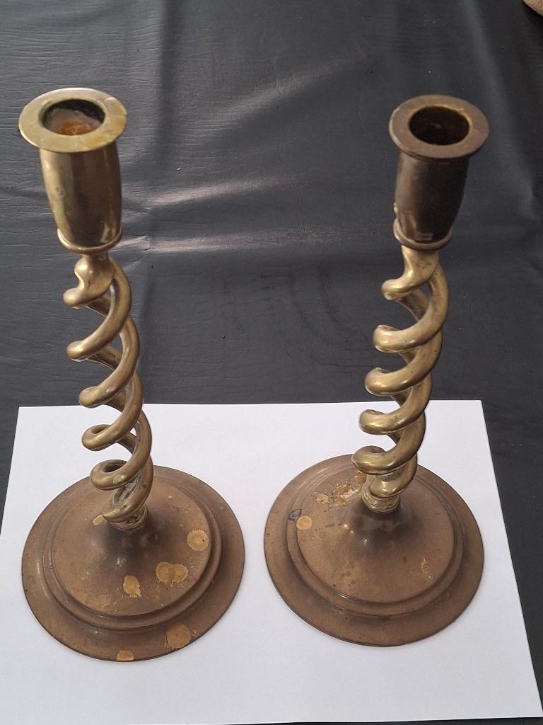 Kaarsenhouder vintage messing 2 stuks, Ophalen of Verzenden