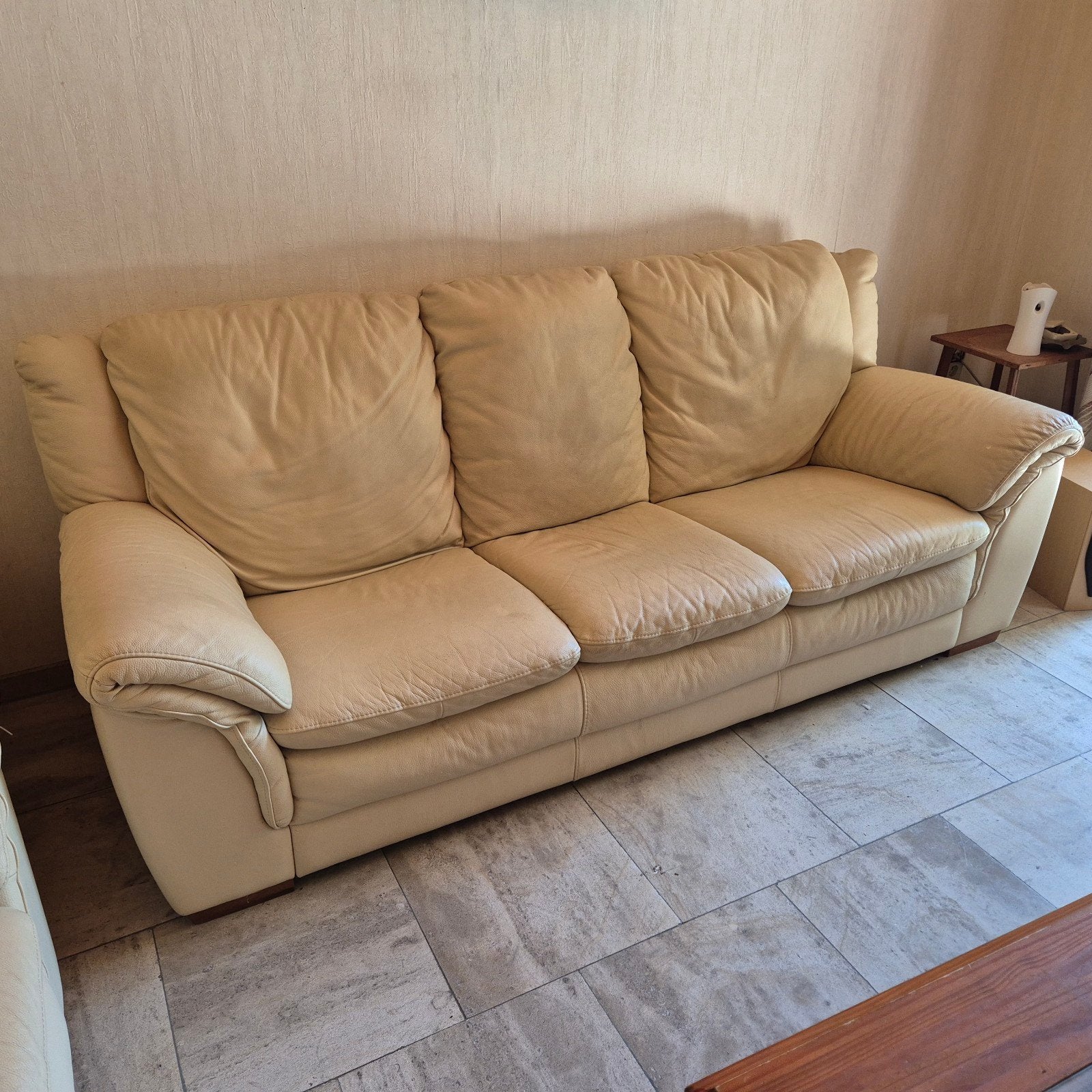 Salon Cuir Beige 3 et 2, Enlèvement
