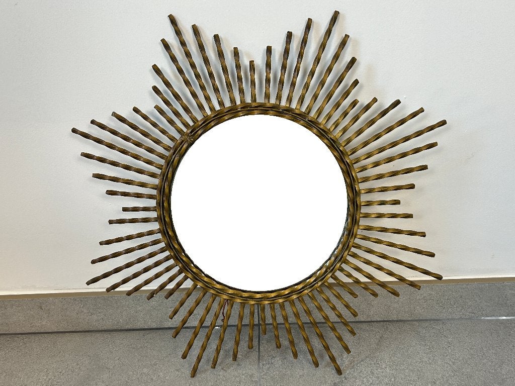 Miroir soleil en fer forgé, Antiquités & Art, Antiquités | Miroirs, Enlèvement ou Envoi, Rond, 50 à 100 cm, Moins de 100 cm