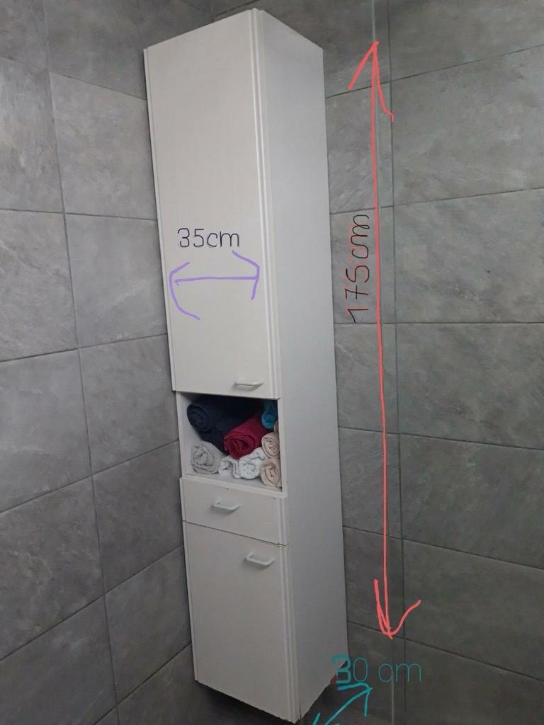 Colonne de rangement pour salle de bain, 25 à 50 cm, Armoire (mi-)haute, Utilisé, Moins de 50 cm