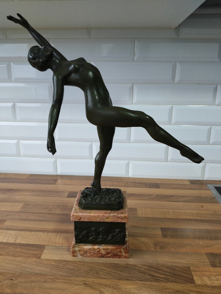 Bronze art deco, Vert, Statue, Enlèvement ou Envoi, Art deco