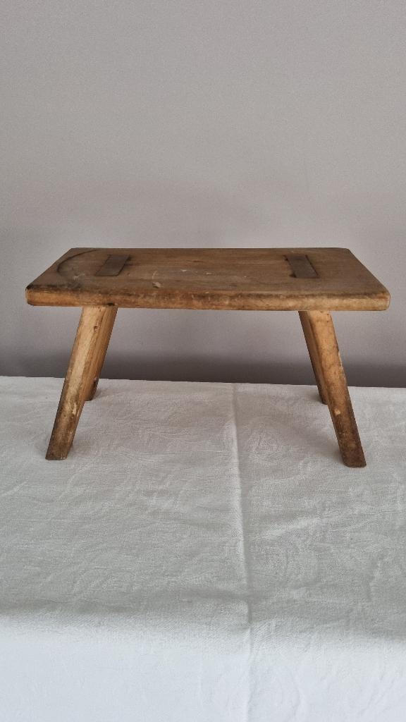 Vintage rustieke houten melkkruk, Ophalen of Verzenden