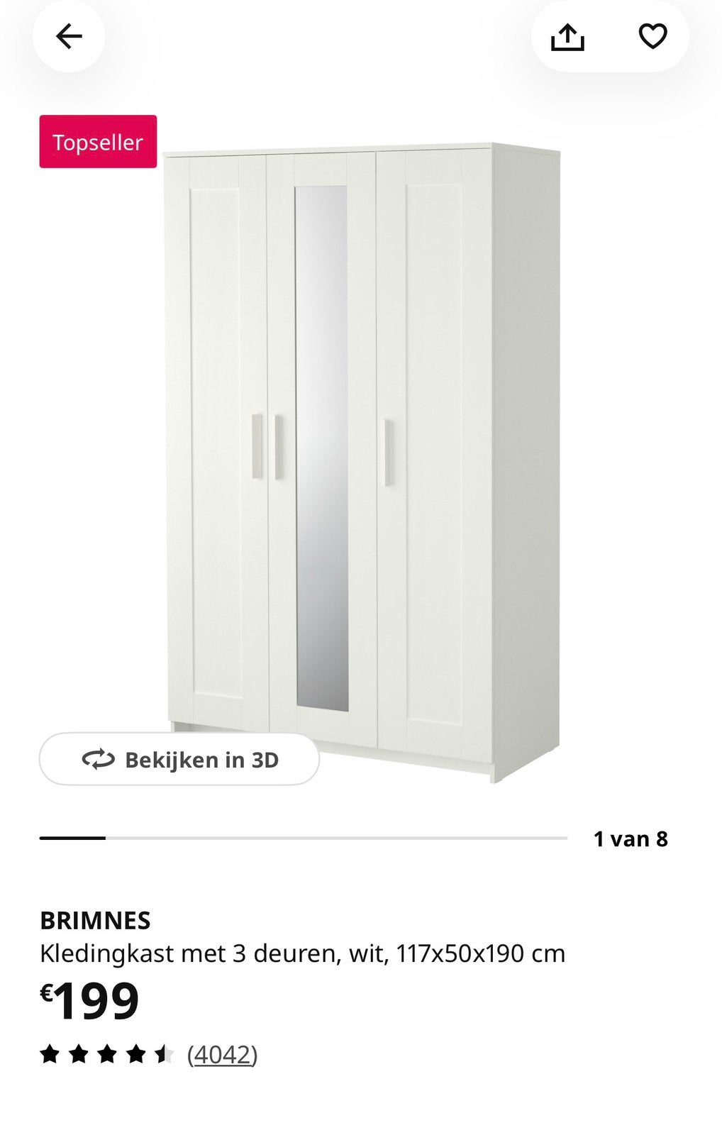 Kleerkast Brimnes, Ophalen, Zo goed als nieuw