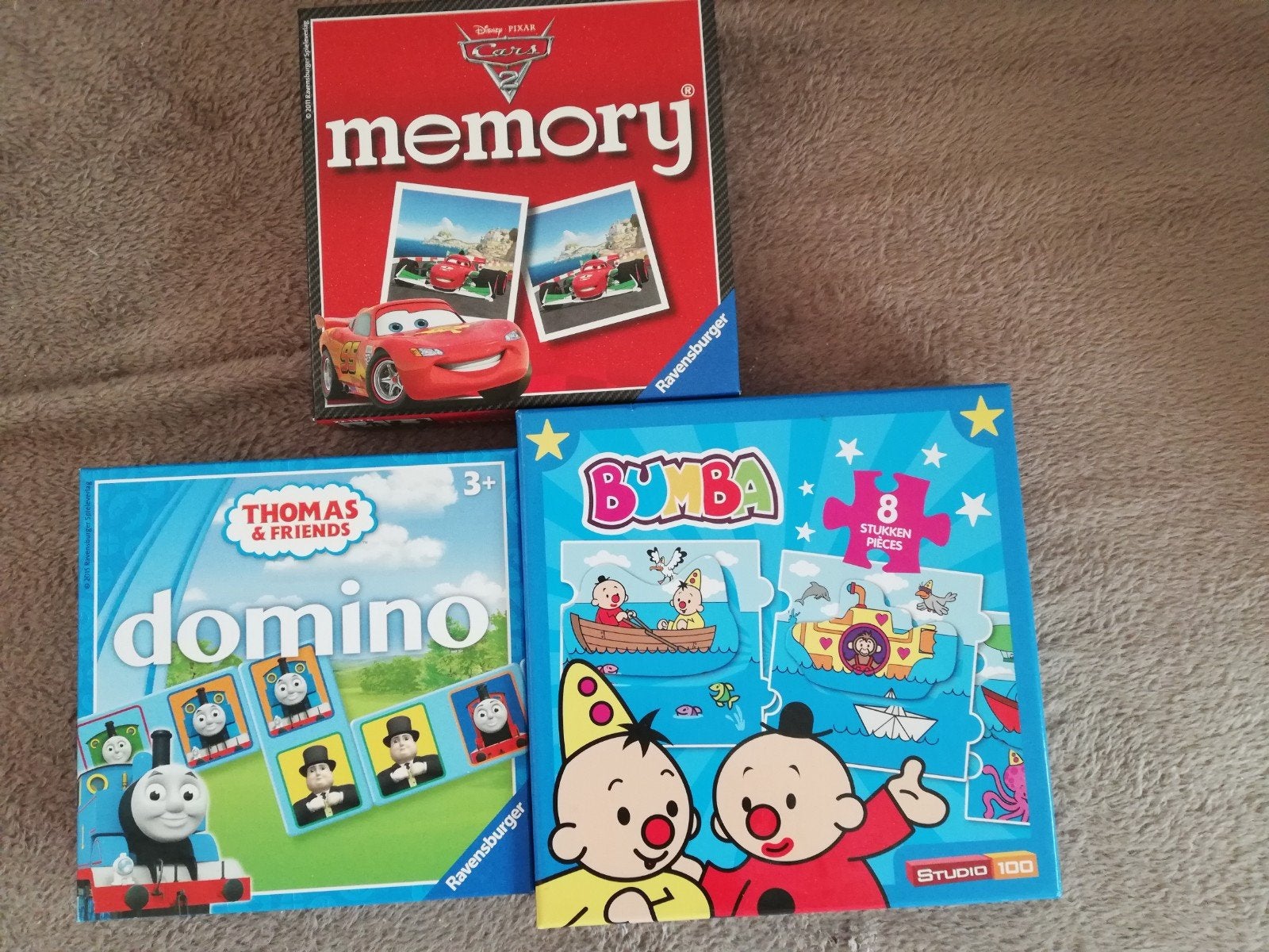 3 puzzel bumba,memory cars,domino thomas de trein nu 8€ same, Enlèvement, Comme neuf