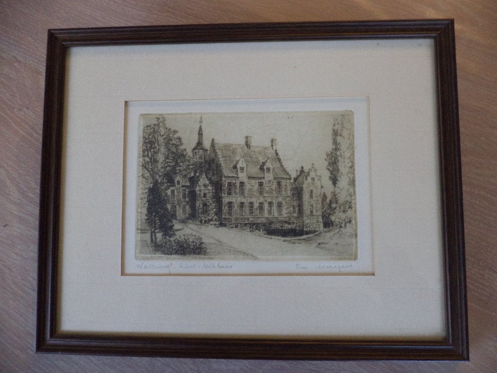 litho/ets Malfliet, Antiek en Kunst, Ophalen of Verzenden, Ets