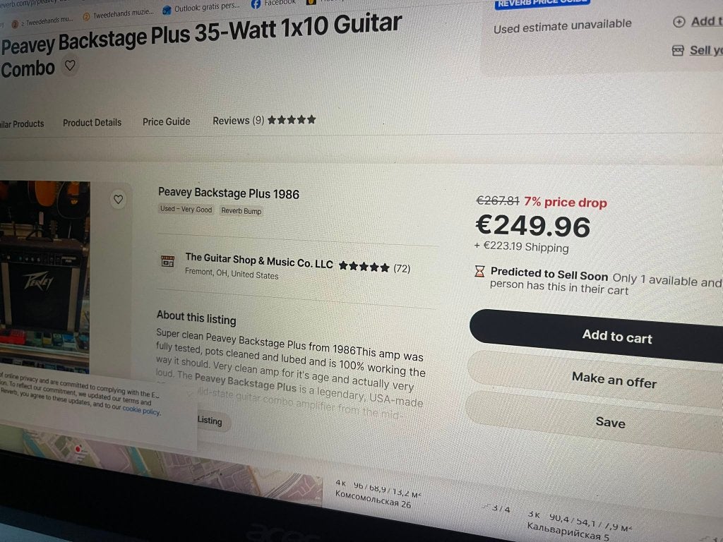 USA Peavey Backstage Plus 1987, Ophalen, Gebruikt, Gitaar, Minder dan 50 watt