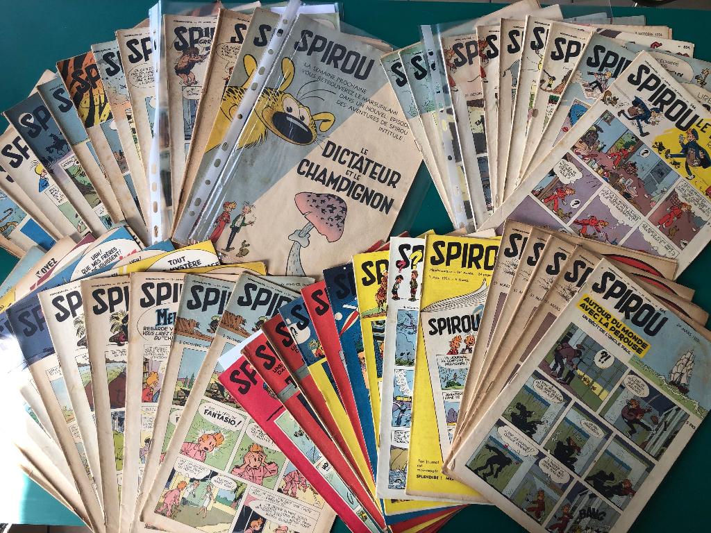 Spirou 1953 à 1955 - Lot (5) 46 fascicules entre 800 et 899, Livres, Franquin Morris Peyo Will Paape Jijé …, Plusieurs BD, Enlèvement