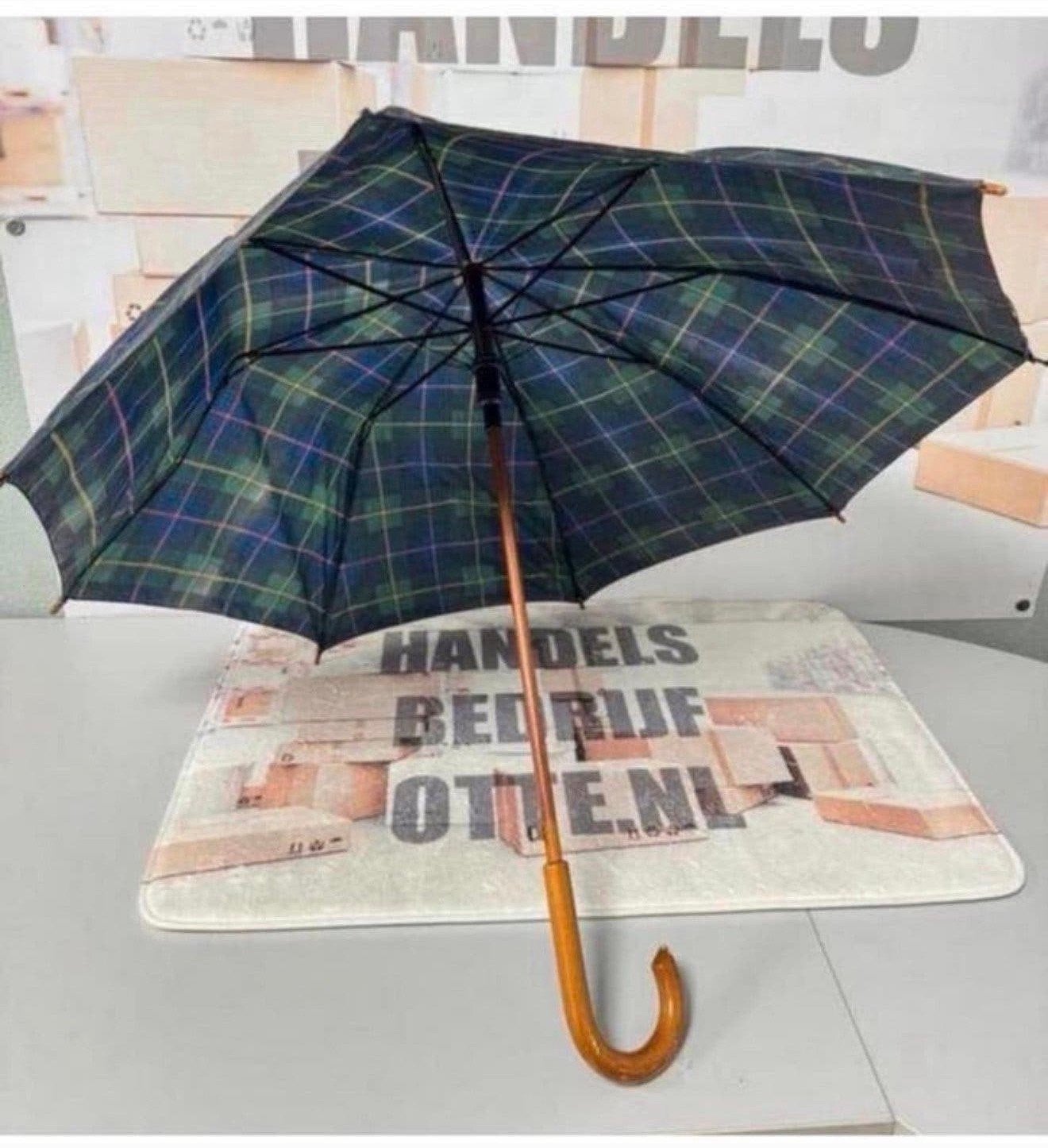 Parapluie vintage antique en bois véritable, Enlèvement ou Envoi, Comme neuf, Bleu