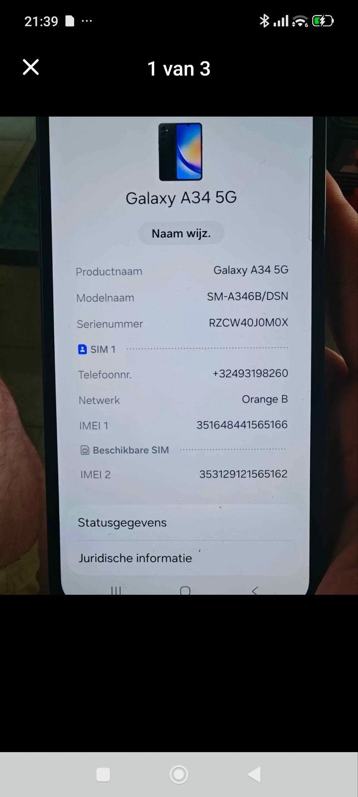 Samsung Galaxy 34A, Ophalen