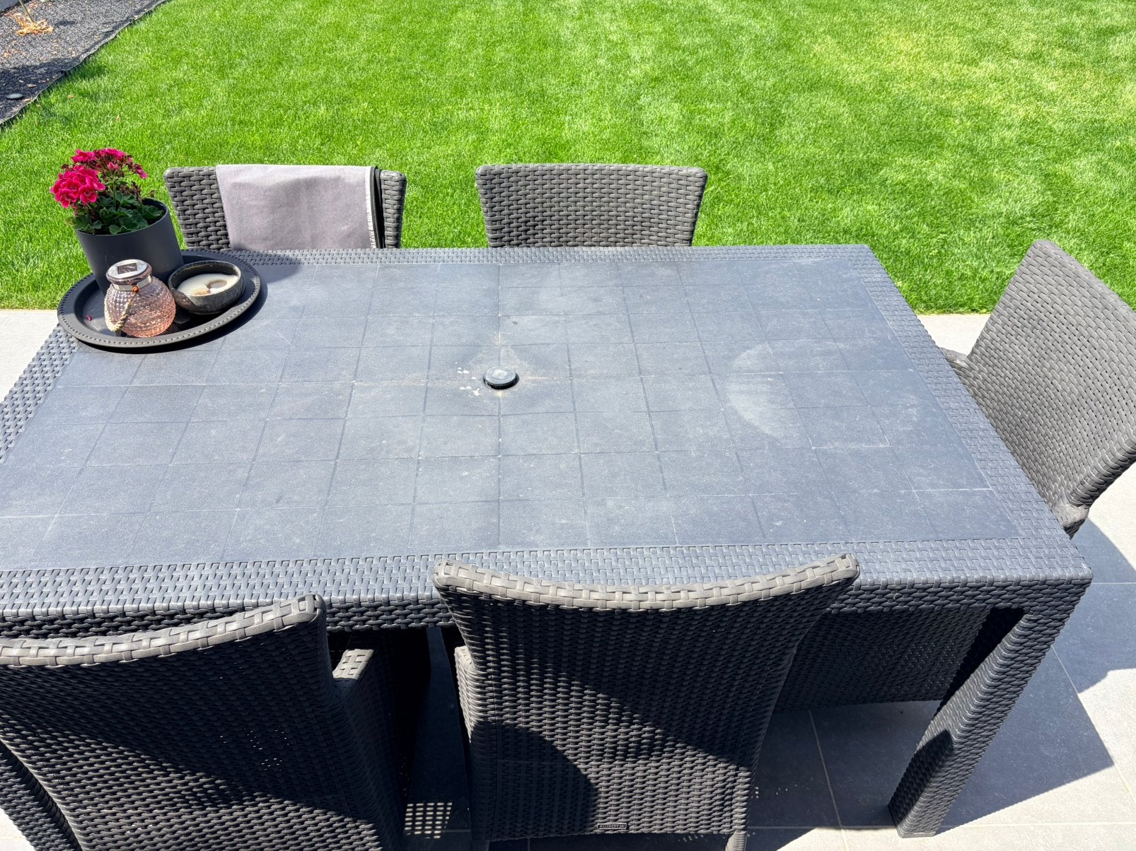 Terras tafel en 5stoelen, Table à dinner, Salons de jardin, Enlèvement, Utilisé