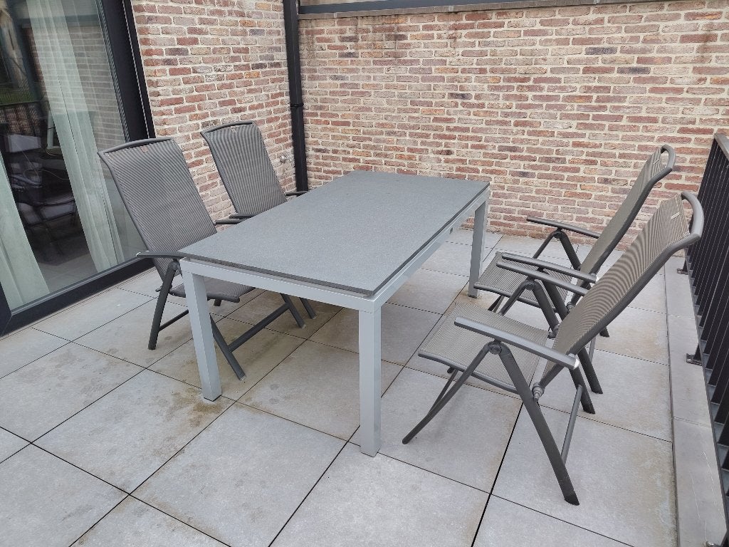 Tuinset, Tuin en Terras, Ophalen, 4 zitplaatsen, Gebruikt, Aluminium