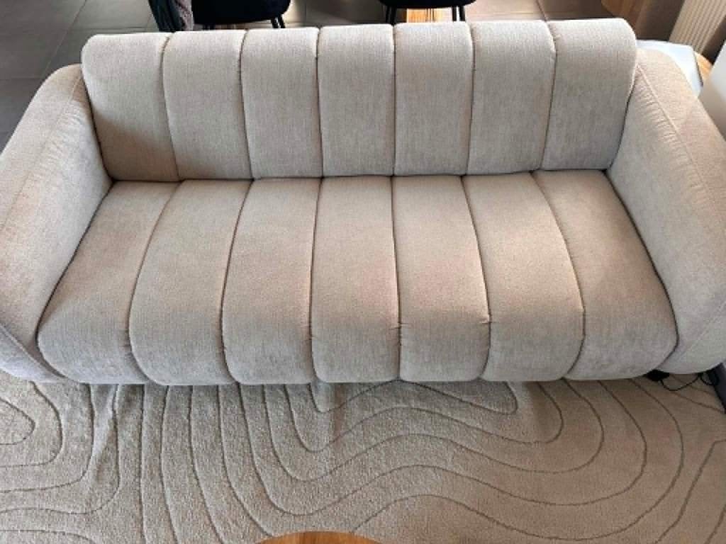 Zetel Beau 2-zits - stof Raven - beige, Moins de 75 cm, 200 à 250 cm, Banc droit, Comme neuf