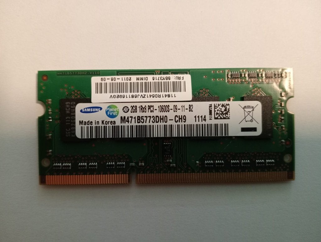Barrette RAM portable DDR3 2 Go Samsung M471B5773DH0-CH9, Reconditionné, DDR3, Enlèvement, 2 GB