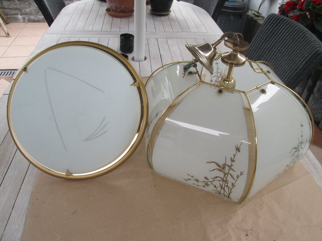 1vintage luster zeskant model en oude koperen lantaarn, Enlèvement, Cuivre