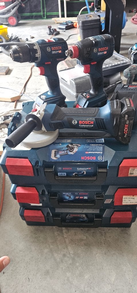 Batterie Bosch pour 3 machines, Bricolage & Construction, Outillage | Meuleuses, Enlèvement, Comme neuf, 700 à 1000 watts, Meuleuse d'angle