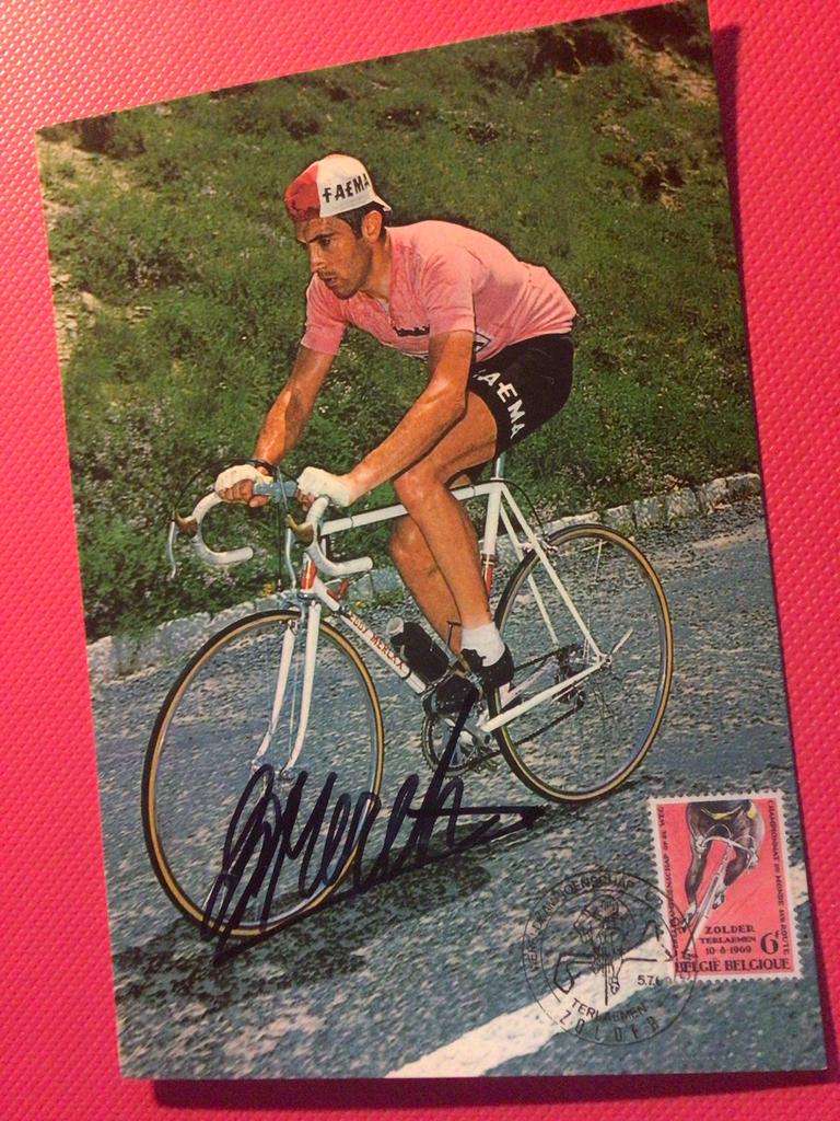 wielerkaart giro 1968 team faema eddy merckx signe, Envoi, Comme neuf