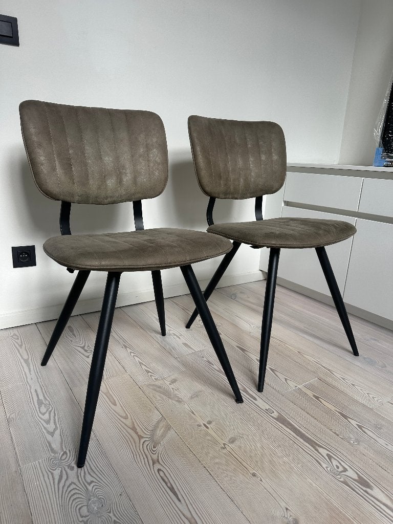 2x Comfortabele Donkergroene Eetkamerstoelen, Ophalen, Gebruikt, Twee, Zwart