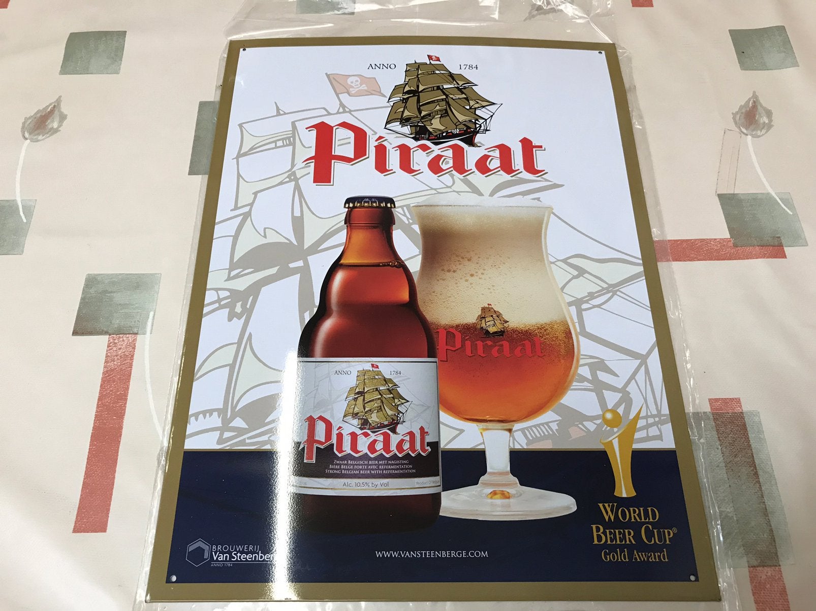 Piraat bier reclamebord metaal, Verzamelen, Ophalen of Verzenden, Zo goed als nieuw, Reclamebord