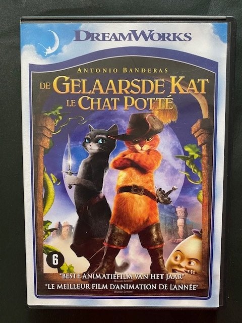 De Gelaarsde Kat DVD van Dreamworks   Nieuwstaat, À partir de 6 ans, Français, Dessin animé, Comme neuf