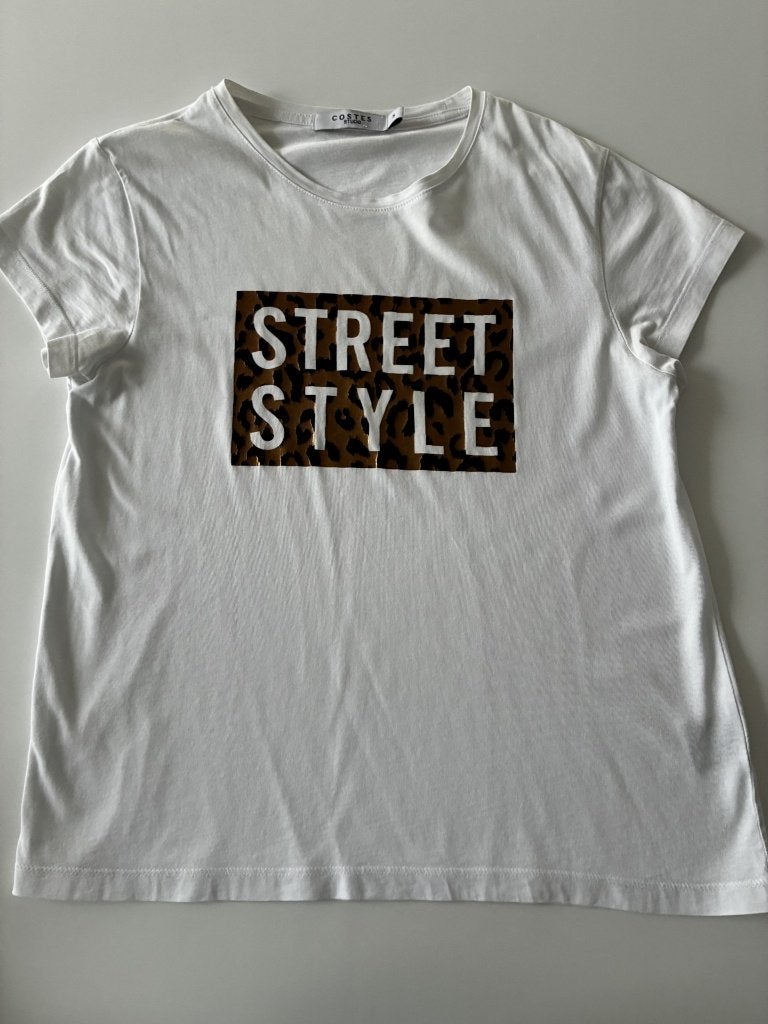 Witte t-shirt maat 36 van Costes, Kleding | Dames, Wit, Ophalen of Verzenden, Zo goed als nieuw, Korte mouw