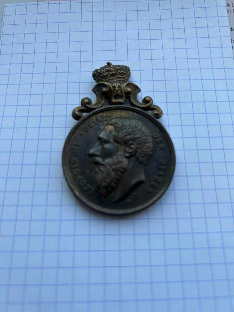 Herdenkingsmedaille brons koning Leopold II door Hart Fecit, Antiek en Kunst, Ophalen of Verzenden