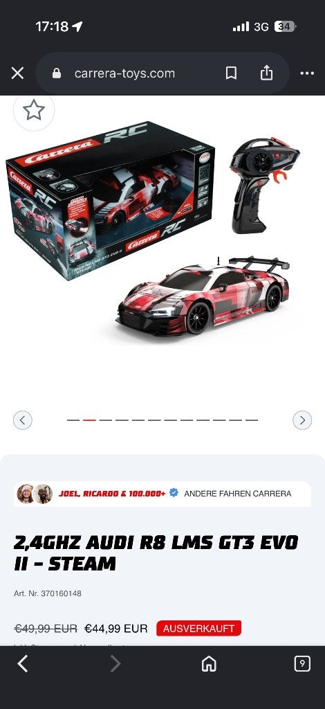 Audi r8 speelgoed auto Carrera, Ophalen, Carrera