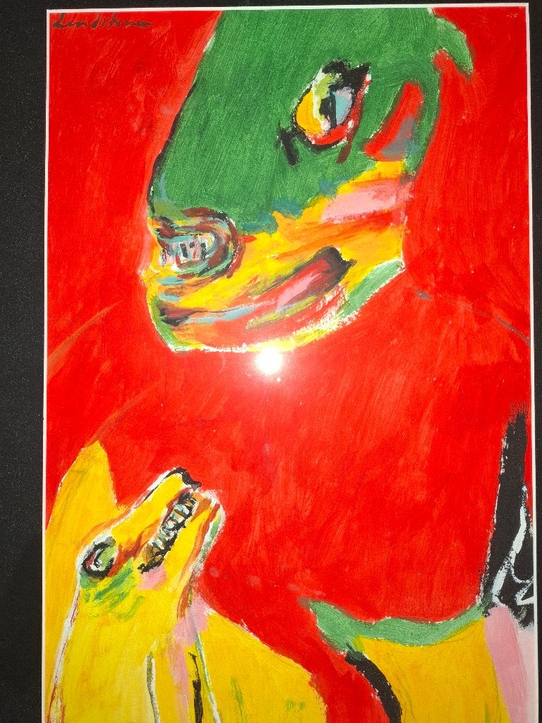 Bengt Lindström unique et signé, Enlèvement, Signé, Peinture à l'huile, Papier