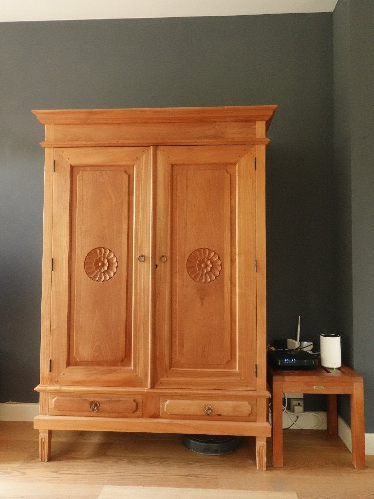 Prachtige Massief Teakhouten Kast - Stijl en Authenticiteit, Ophalen, Gebruikt, 150 tot 200 cm, Teakhout
