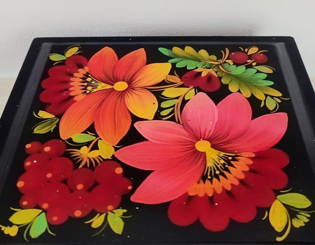 Peinture traditionnelle Petrykivka (Ukraine), superbe boîte, Antiquités & Art, Art | Art non-occidental, Fait main, Enlèvement ou Envoi