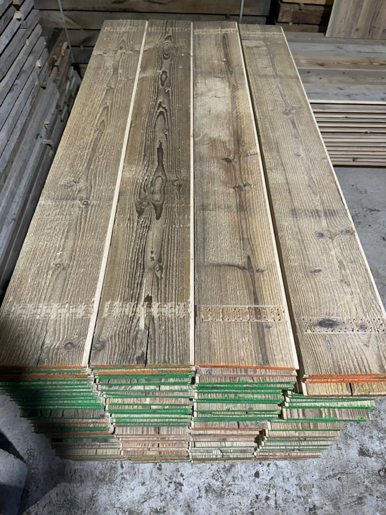 Oud steigerhout met tand en groef, Enlèvement, Comme neuf, Bois d'échafaudage