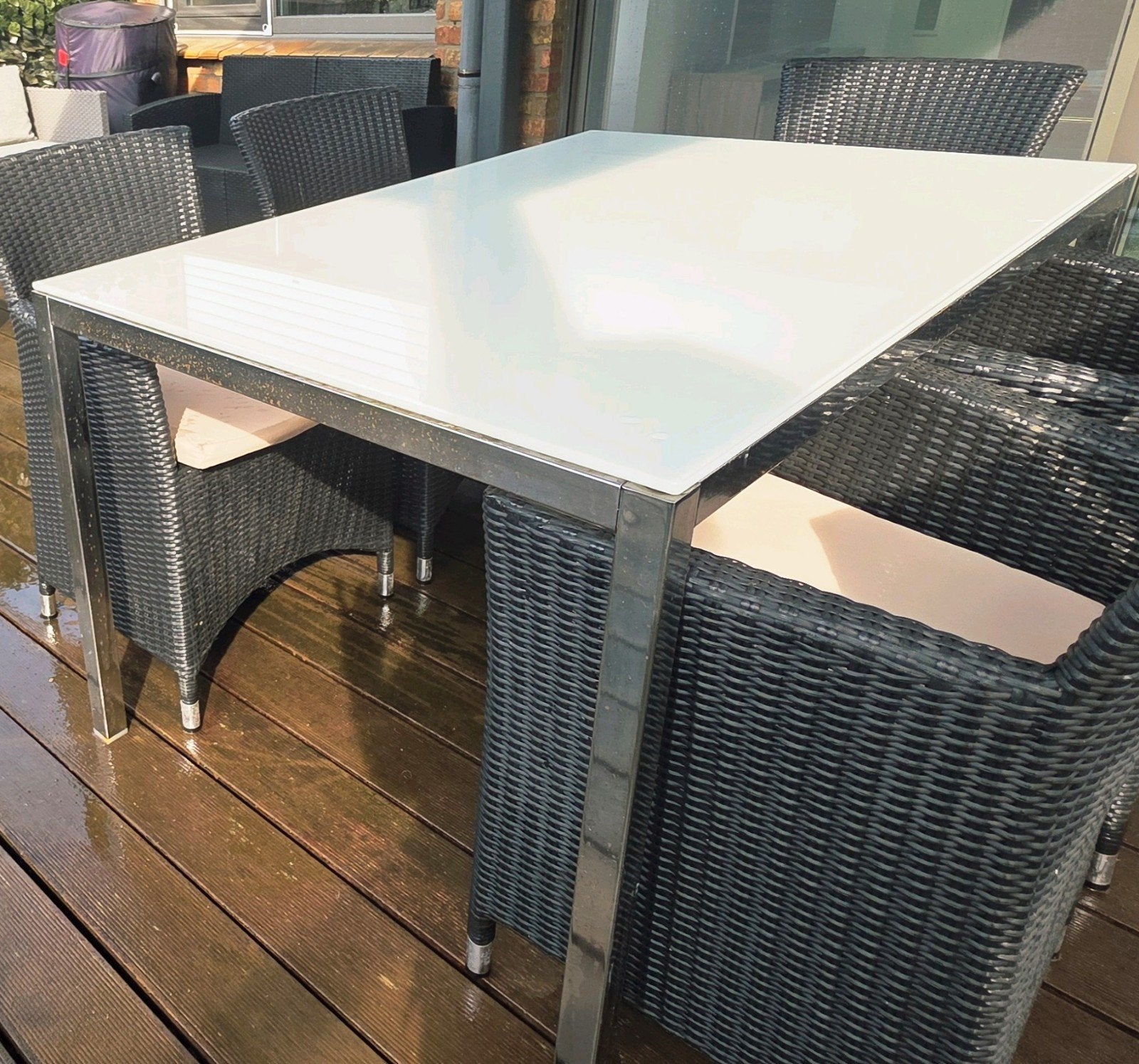Glazen tuintafel, Ophalen, Gebruikt, Rechthoekig