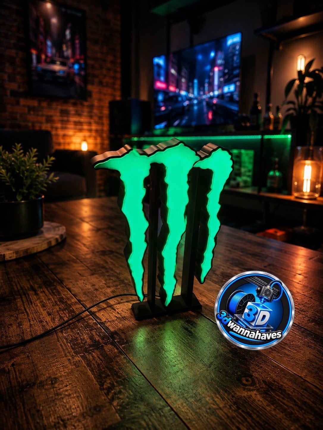 Deze opvallende Monster Energy lamp is een uniek decoratief, Verzamelen, Ophalen of Verzenden, Nieuw, Lichtbak of (neon) lamp