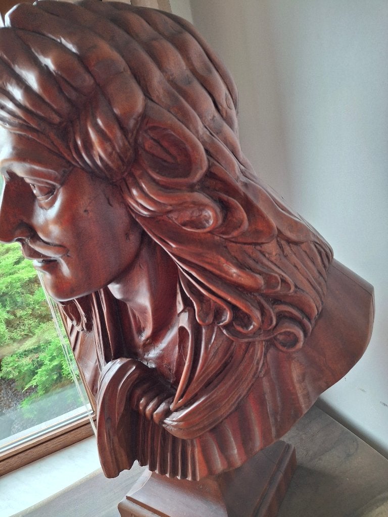 Zeer zwaar  groot volhouten beeld, Enlèvement, Fait main, Bois, Statue