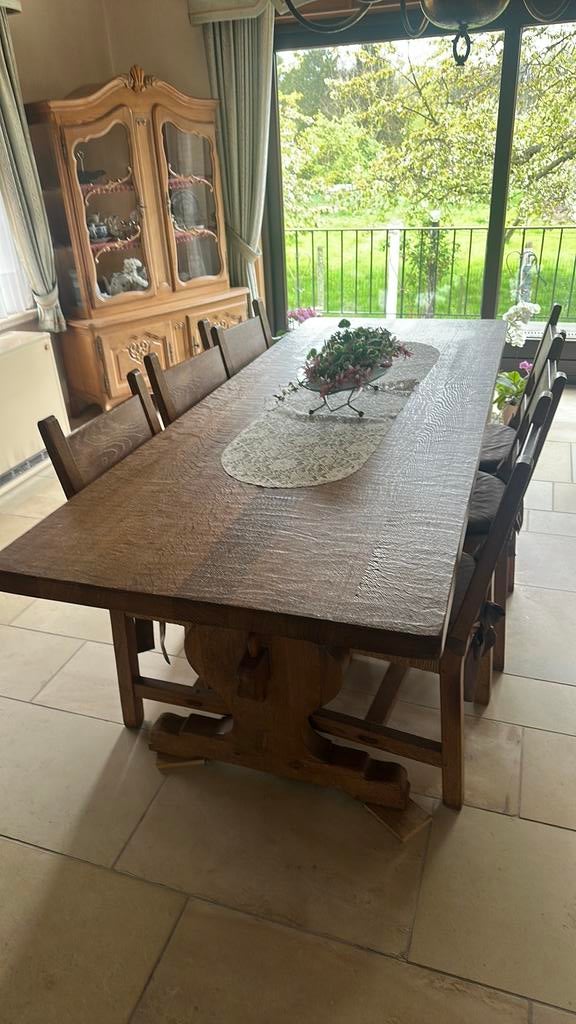 Eiken tafel antiek met 6 stoelen, Ophalen, Zo goed als nieuw