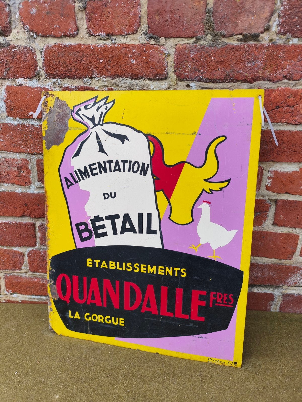 Quandalle geverfd plaatwerk veevoer zonder emaille plaat, Ophalen of Verzenden, Gebruikt, Reclamebord