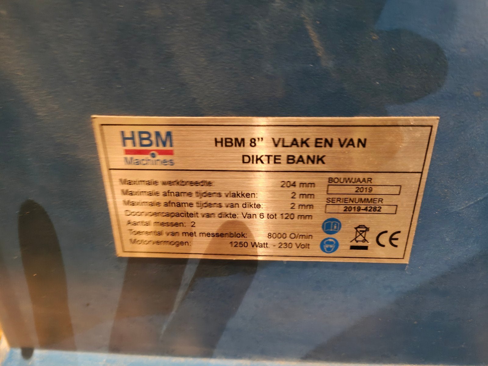 vlak en vandiktebank 200mm HBM, Doe-het-zelf en Bouw, Ophalen, Gebruikt, Elektrisch