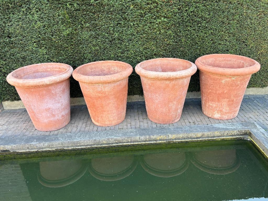 Hele Grote Terracotta Bloempotten Francesco Del Re Impruneta, Ophalen, Gebruikt, 40 cm of meer, Rond