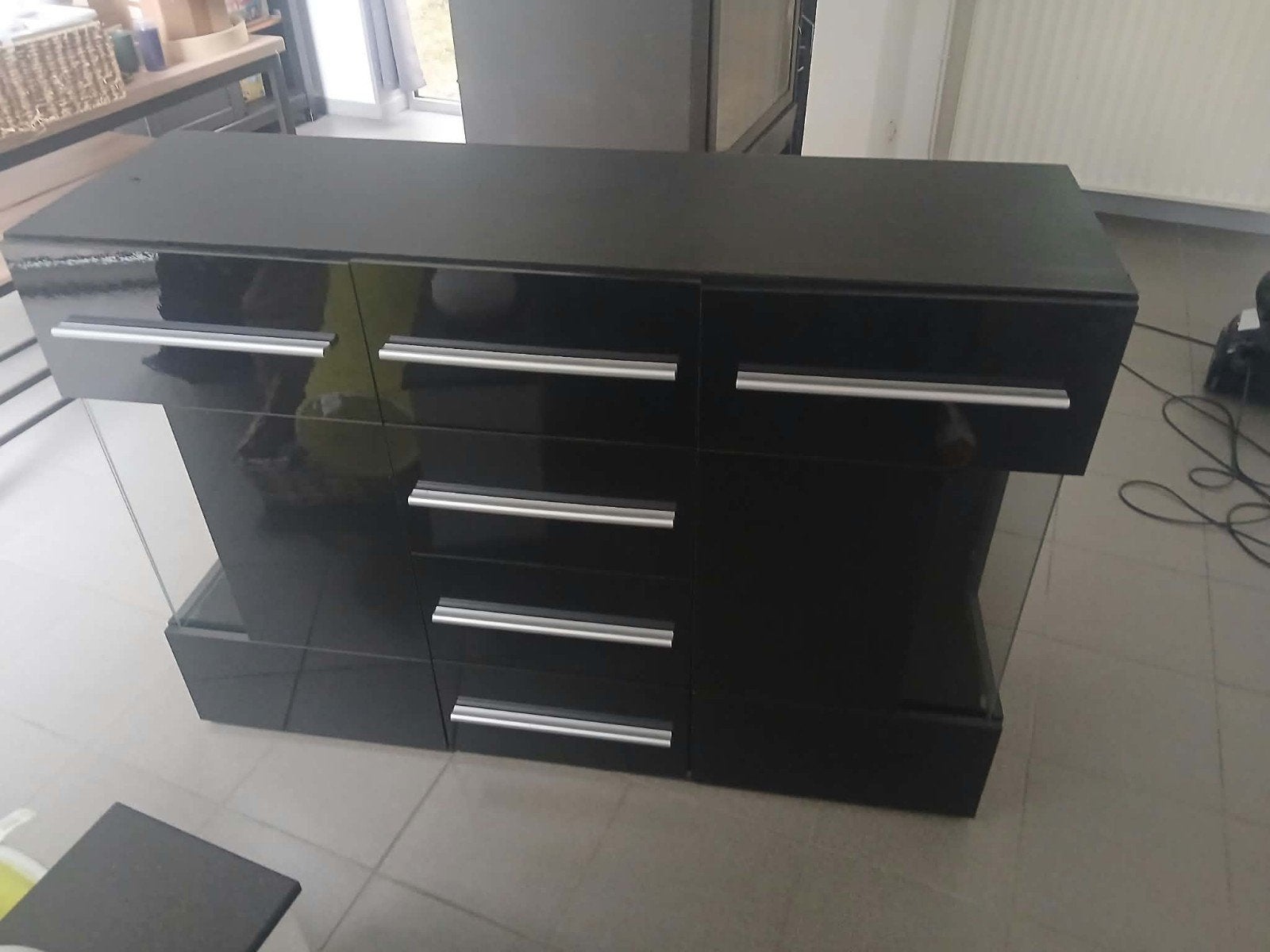 armoire vitrée noire ( 1,30 m /42cm L / 93 cm H ), 25 à 50 cm, Autres essences de bois, Moins de 100 cm, Comme neuf