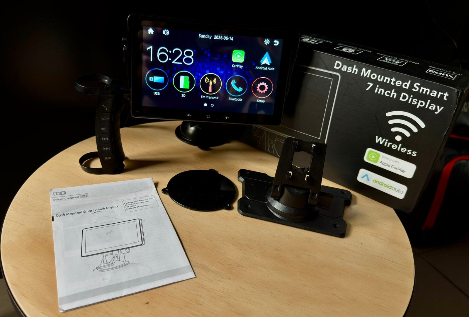 7” Wireless CarPlay & Android Auto Scherm | Stuurbediening, Ophalen of Verzenden, Zo goed als nieuw