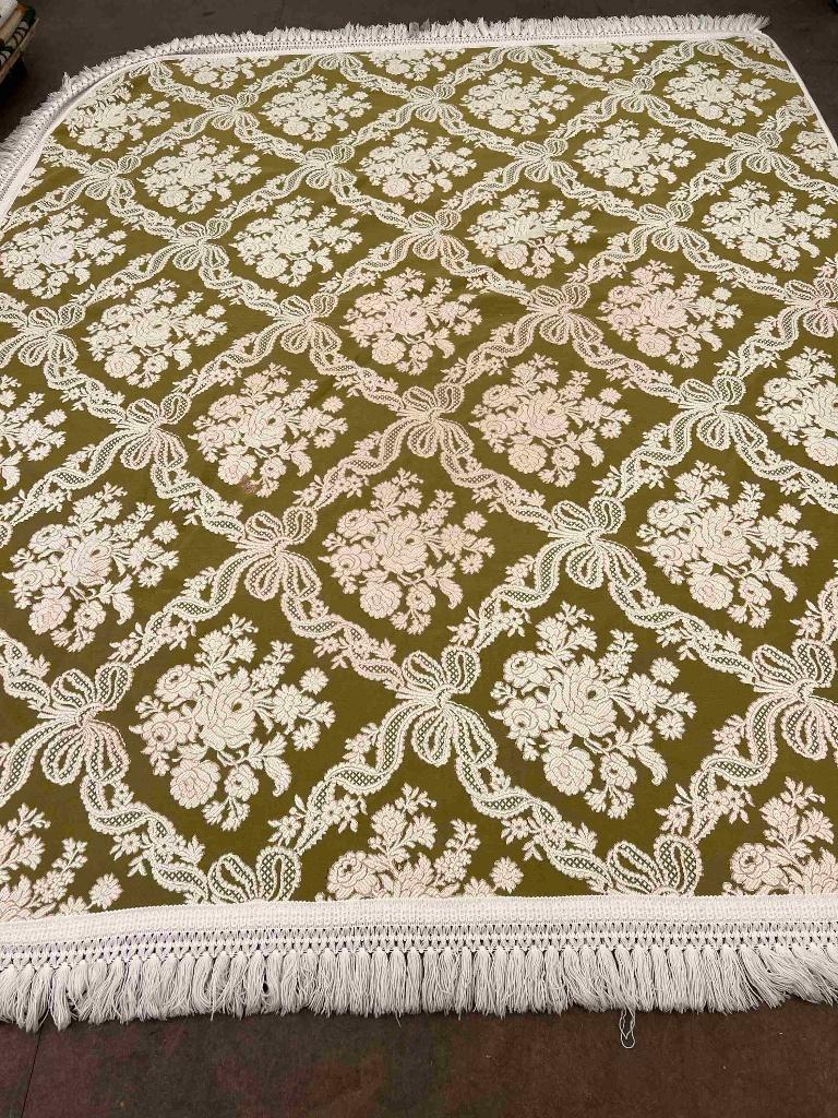 Grote vintage sprei groen wit 270/230 cm, Verzenden, Gebruikt, Groen