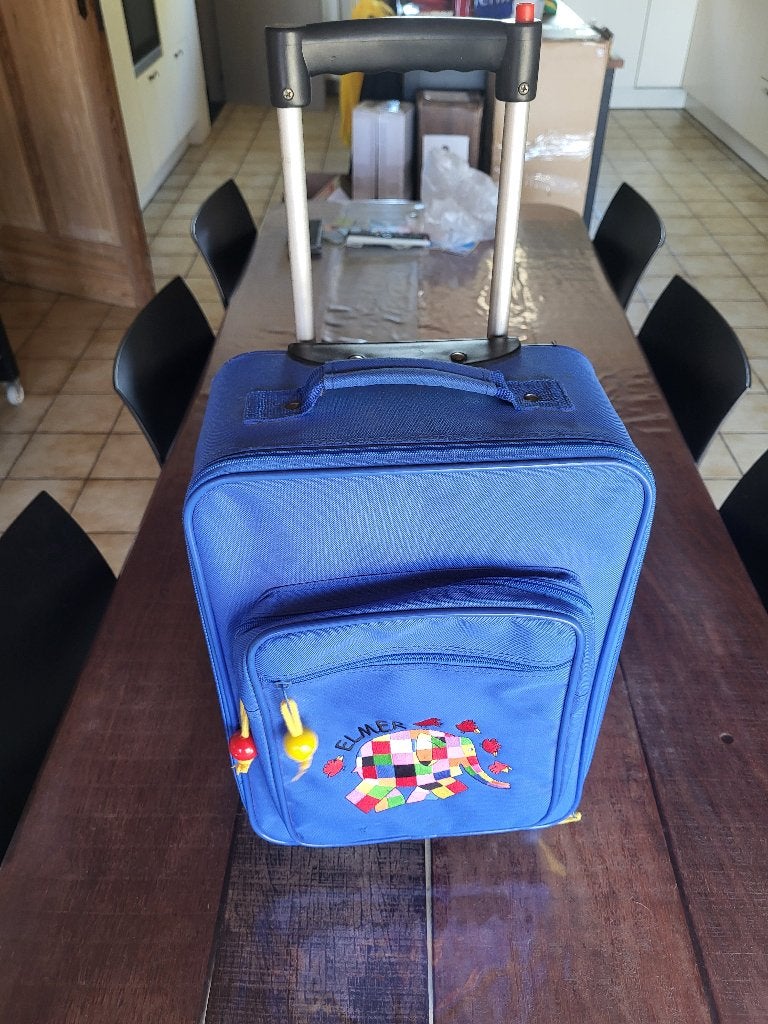 Elmer kinderkoffer op wieltjes, Handtassen en Accessoires, Ophalen, Gebruikt, Uitschuifbare handgreep