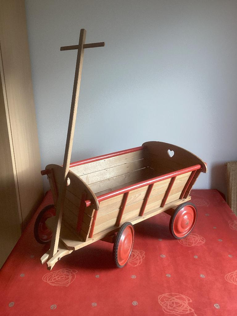 houten vintage bolderkar speelgoed kar steekwagen, Ophalen, Gebruikt