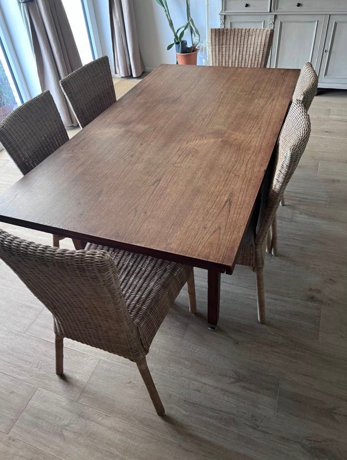 Gratis tafel, Huis en Inrichting, Tafels | Eettafels, Ophalen, Gebruikt, Teakhout, 200 cm of meer