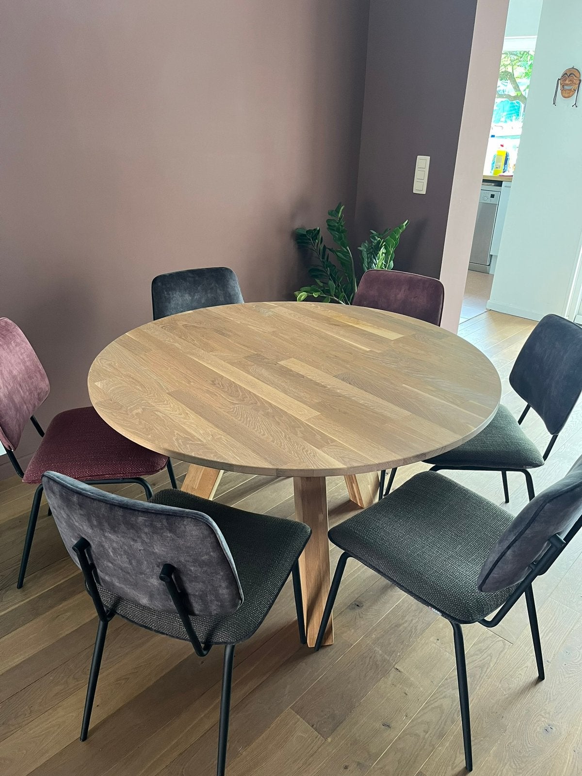 Ronde tafel Woood ø130, Huis en Inrichting, Ophalen, Gebruikt, Vier personen, 100 tot 150 cm